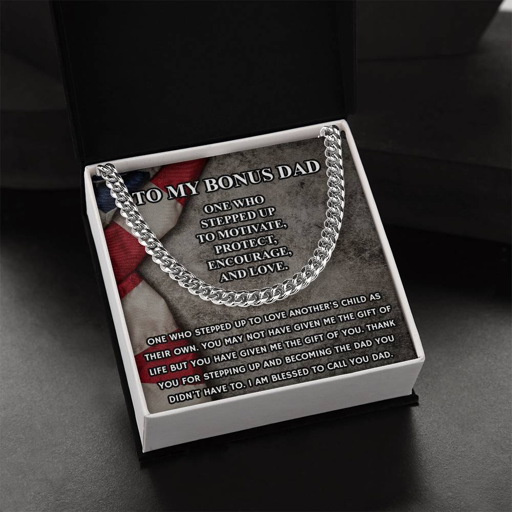 Step Dad Gift From Step Daughter Bonus Dad Gift From Bonus Son Fathers Day Sentimental Military Gift For Stepped Up Da Cuban Link Chain