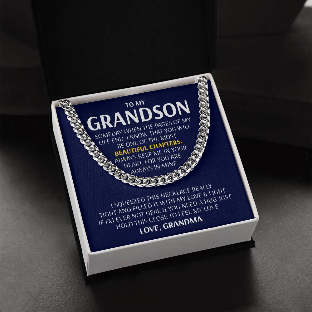 To My Grandson - Beautiful Chapters  Cuban Link Chain Necklace