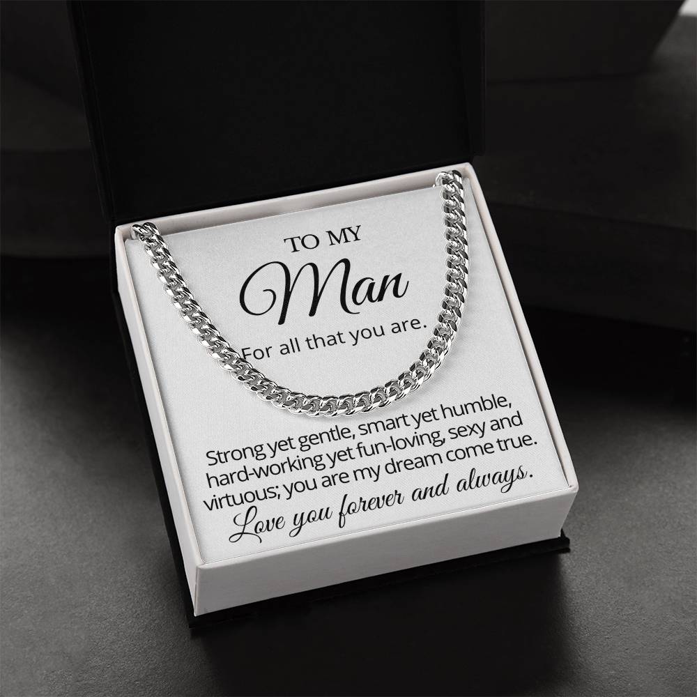 To My Man Cuban Chain Necklace Gift From Wife Cuban Link Chain