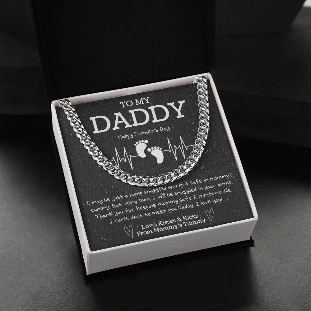 New Dad Fathers Day Gift First Time New Dad Gift New Daddy Gift From Bump Daddy To Be Cuban Chain Gift From Baby Bump Cuban Link Chain