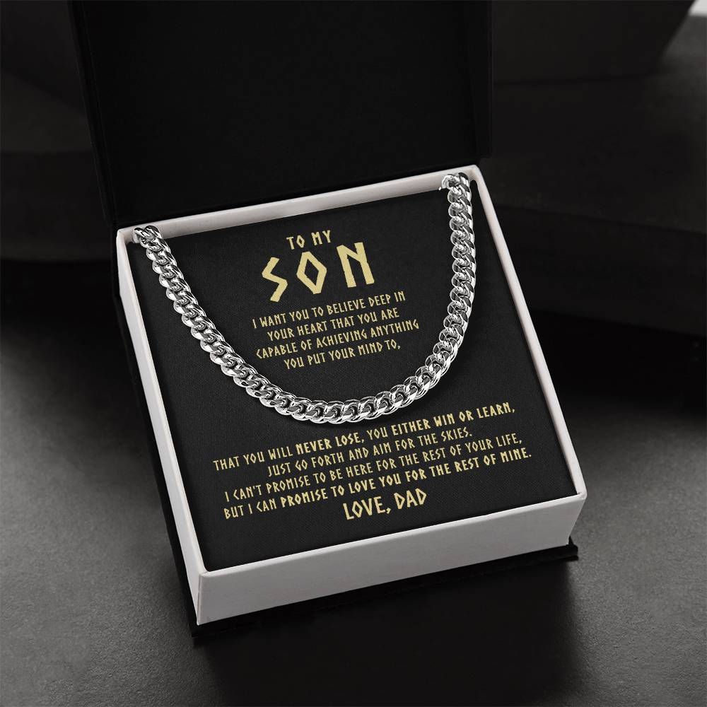 To My Son  Cuban Link Chain Necklace - Viking Style