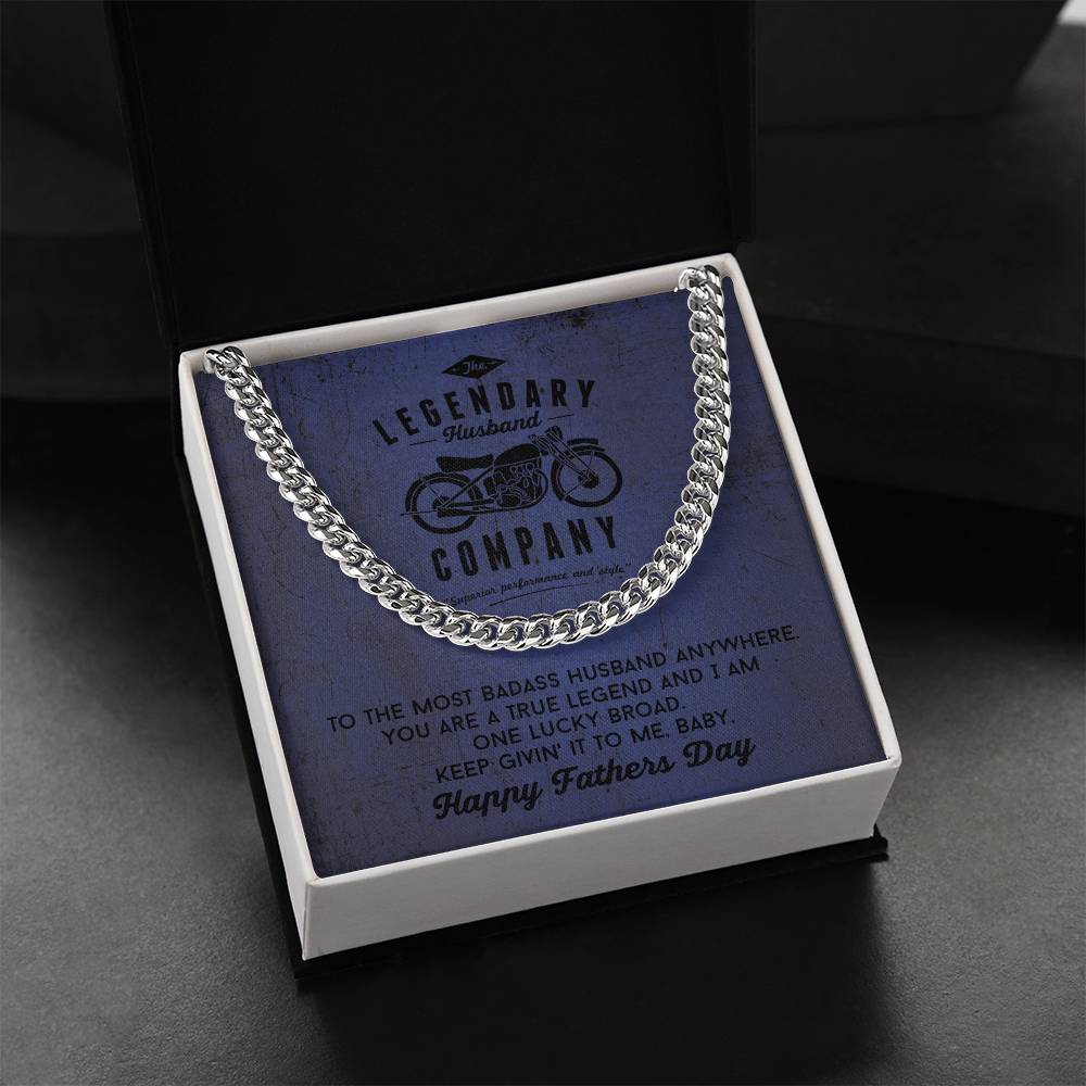 To Husband From Wife Father's Day Gift Badass Biker Cuban Chain Necklace Cuban Link Chain