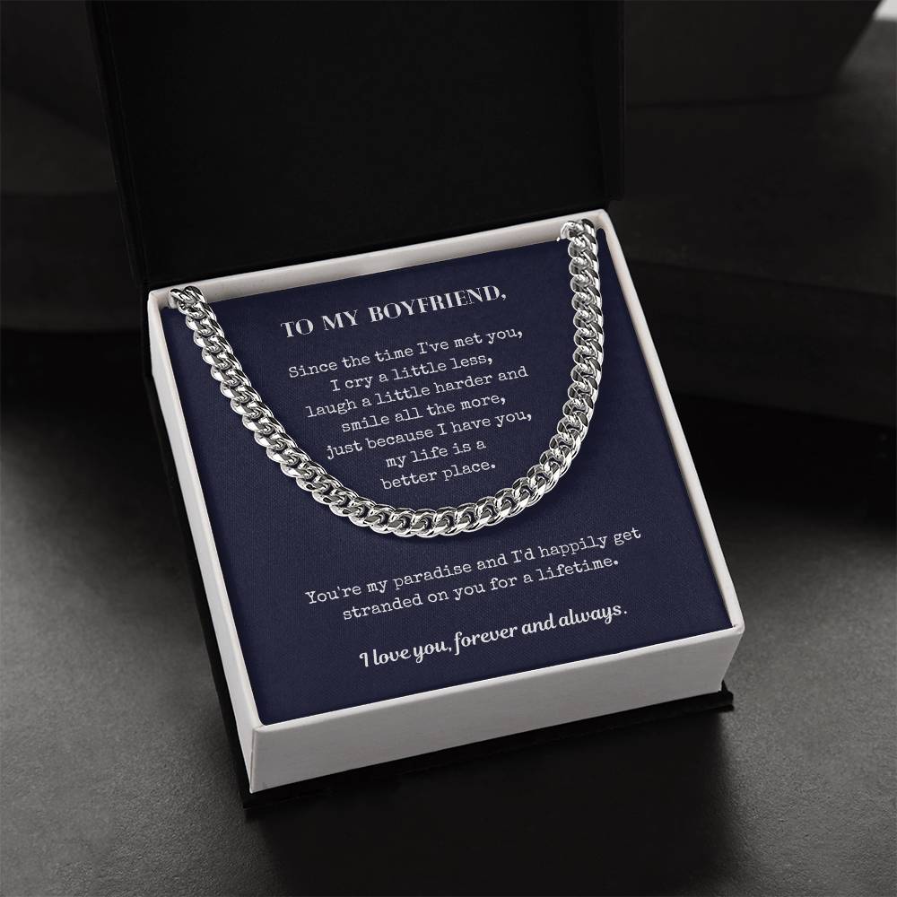 Gift For Boyfriend - You're My Paradise And I'd Happily Get Stranded On You For A Lifetime Cuban Link Chain