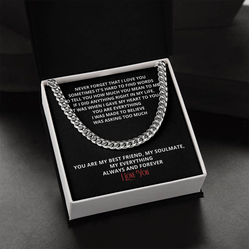 To Boyfriend For My Husband Son Birthday Grandson Gift Gold Silver Cuban Chain Anniversary Just Because Christmas Stoc Cuban Link Chain