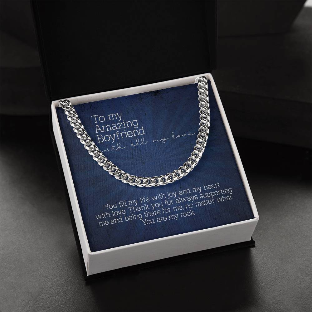 To My Amazing Boyfriend Cuban Link Chain Necklace From Girlfriend Gift For Him