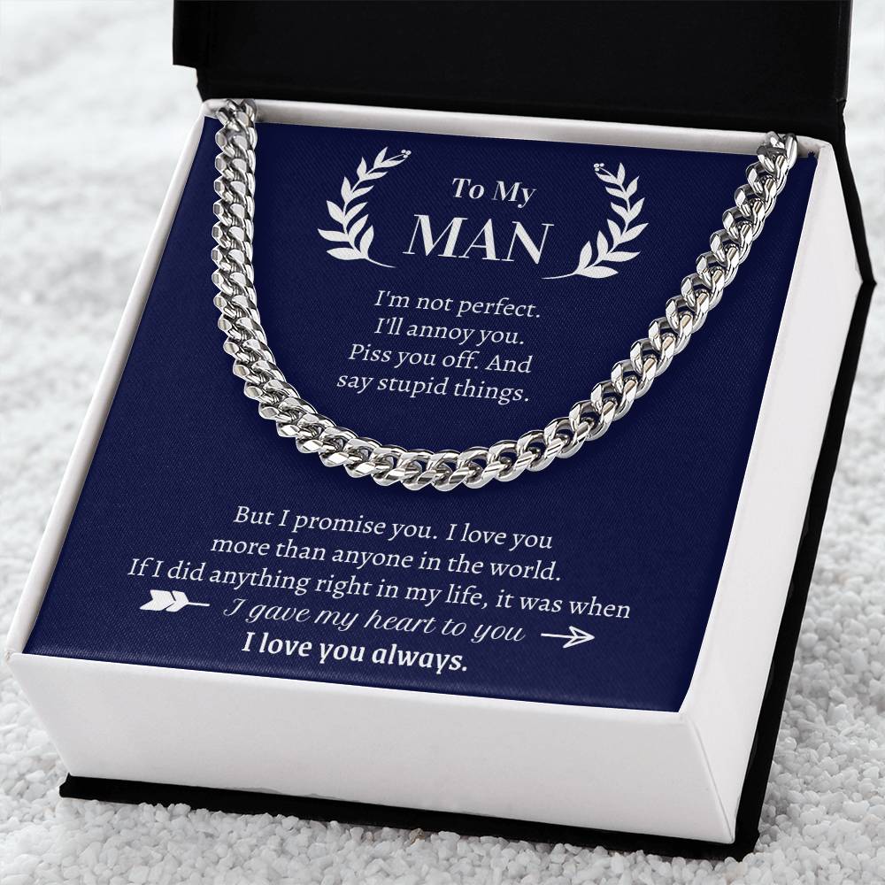 Valentine's Gift For Boyfriendhusband - I Promise I Love You More Than Anyone In The World Cuban Link Chain