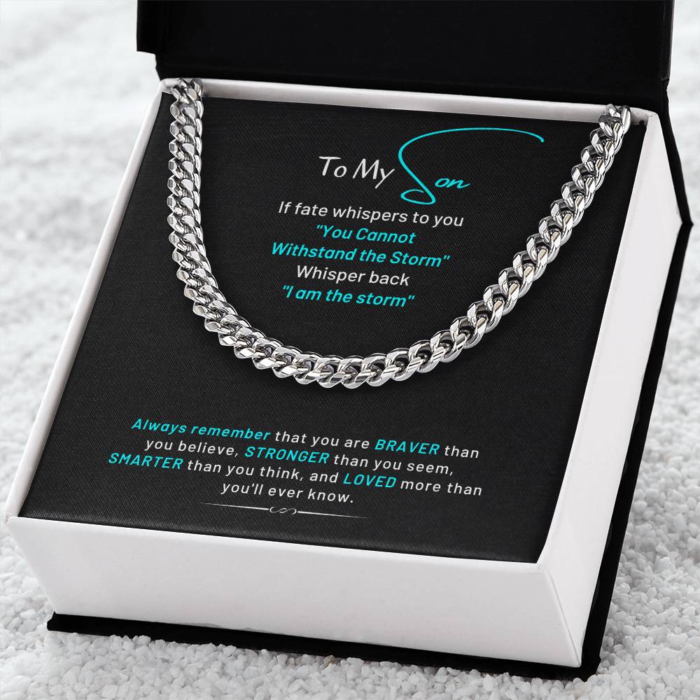 To My Son I Am The Storm Cuban Chain Link Necklace Cuban Link Chain