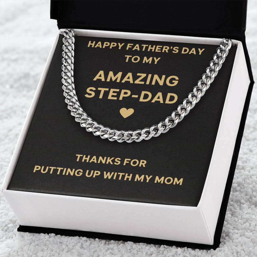 Happy Father's Day To My Step Dad Cuban Link Chain