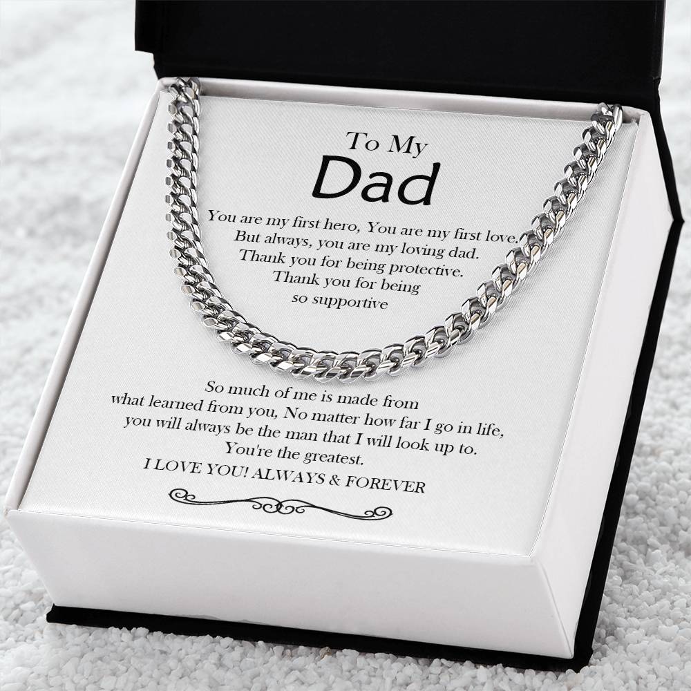 To My Dad Cuban Chain Necklace Gift For Dad From Son Daughter Father's Day Gift Dad Birthday Anniversary Gift Cuban Link Chain