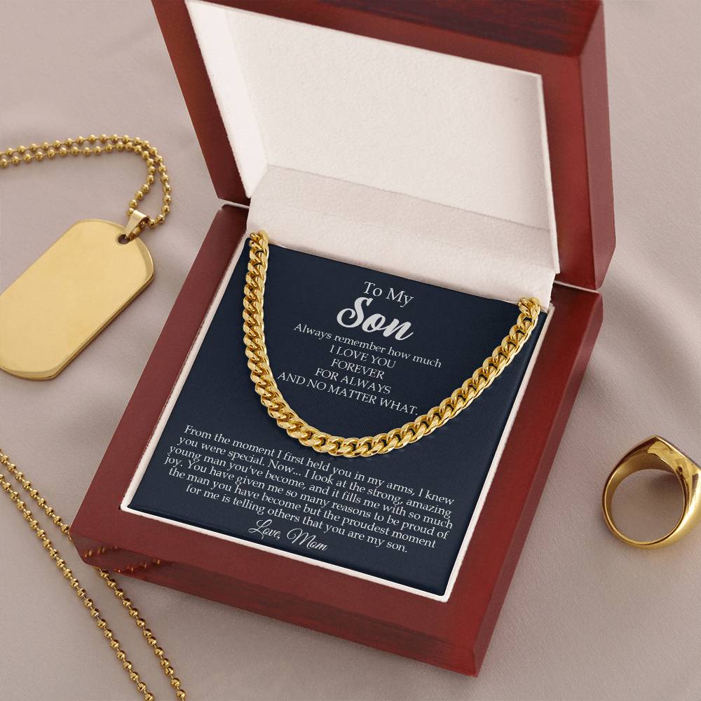 To My Son Cuban Chain Necklace Son Gifts From Mom Mother To Son Sentimental Gifts Gifts For Son Birthday Unique Gifts Cuban Link Chain