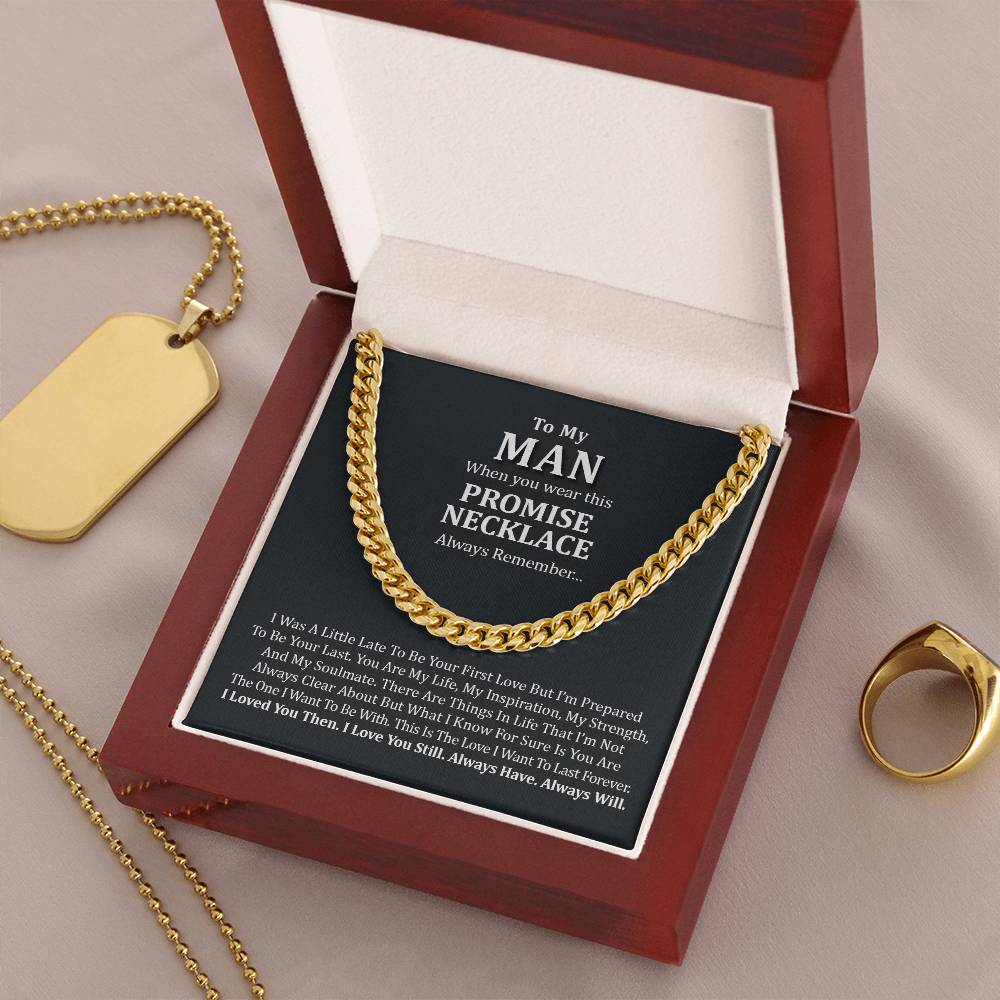 To My Man Cuban Chain Necklace For Him Boyfriend Anniversary Gift Romantic Gift For Boyfriend Husband Promise Necklace Cuban Link Chain
