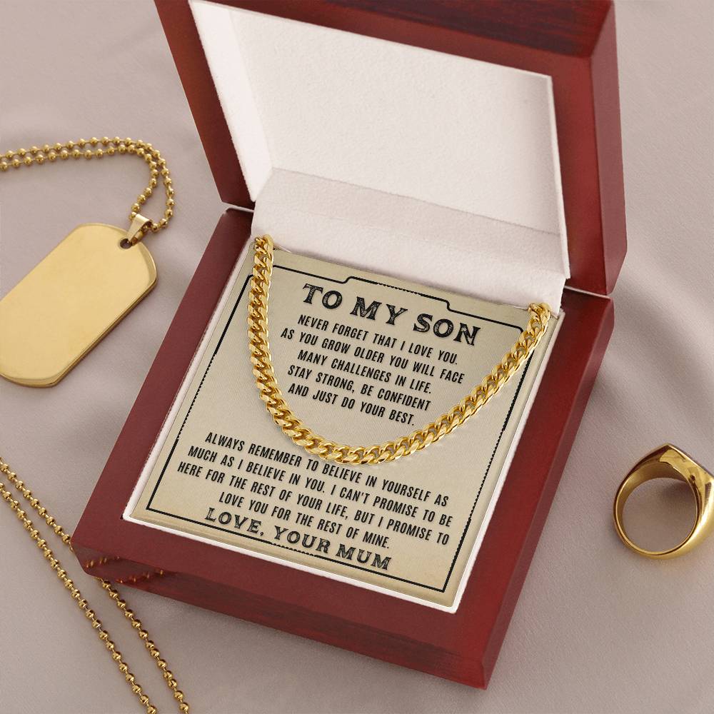 My Son - Never Forget That I Love You - Cuban Link Chain Necklace