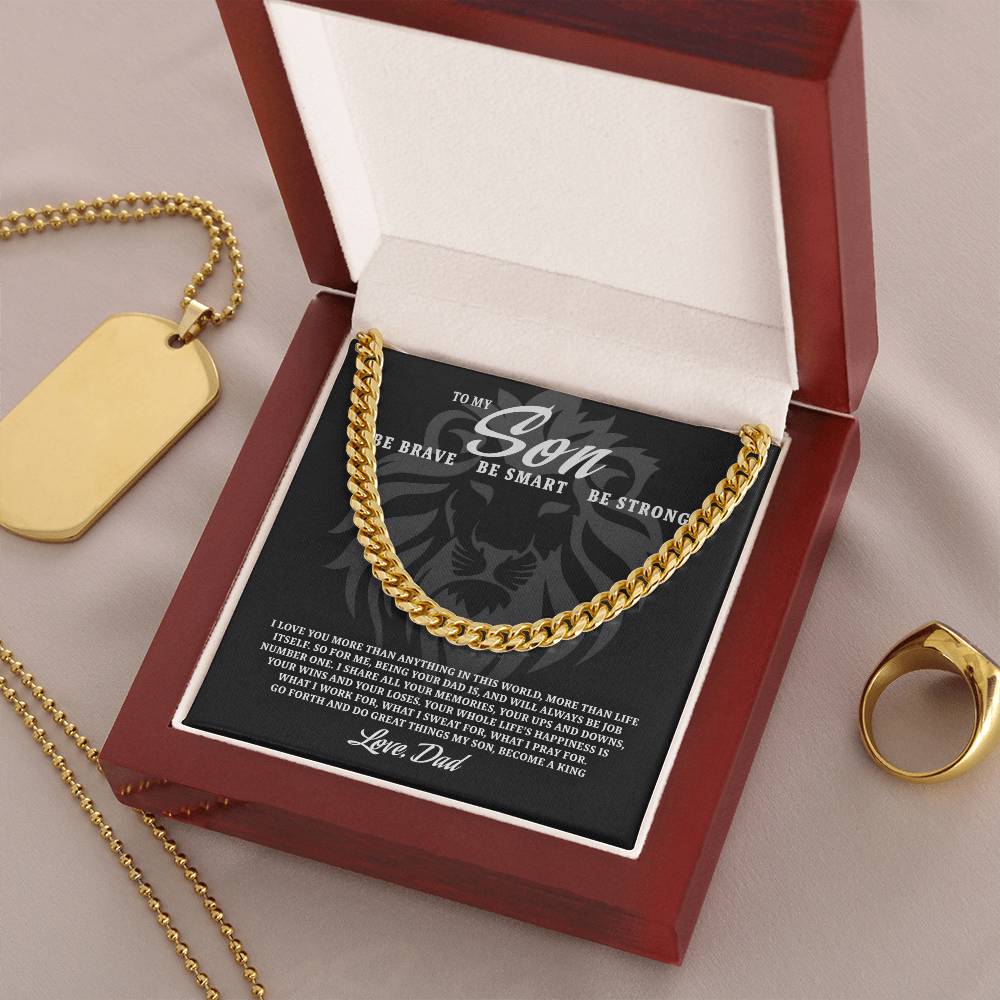 To My Son Be Brave Be Smart Be Strong Cuban Link Chain