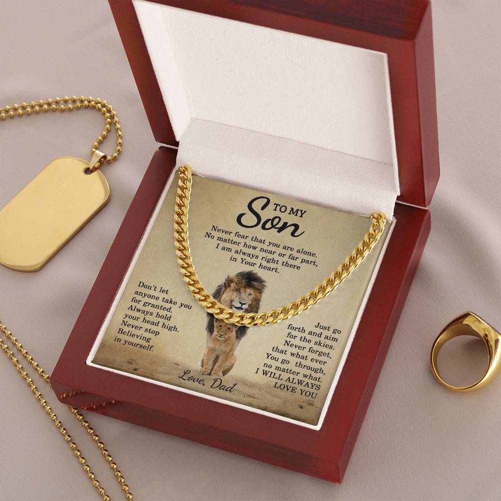 To My Son Cuban Chain Necklace Dad To Son Necklace Sentimental Gift For Son Cuban Link Chain