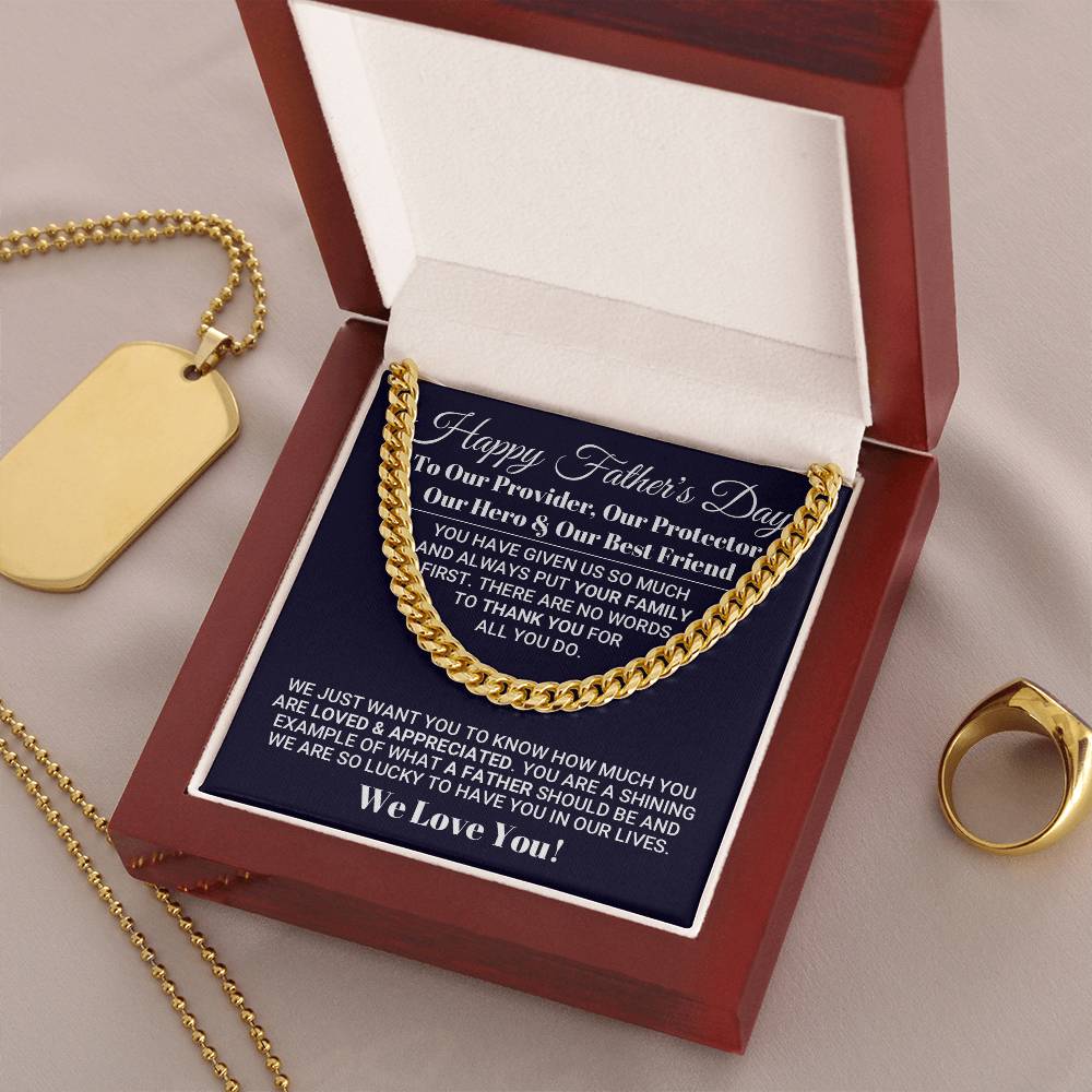 Our World Father's Day Necklace Cuban Link Chain