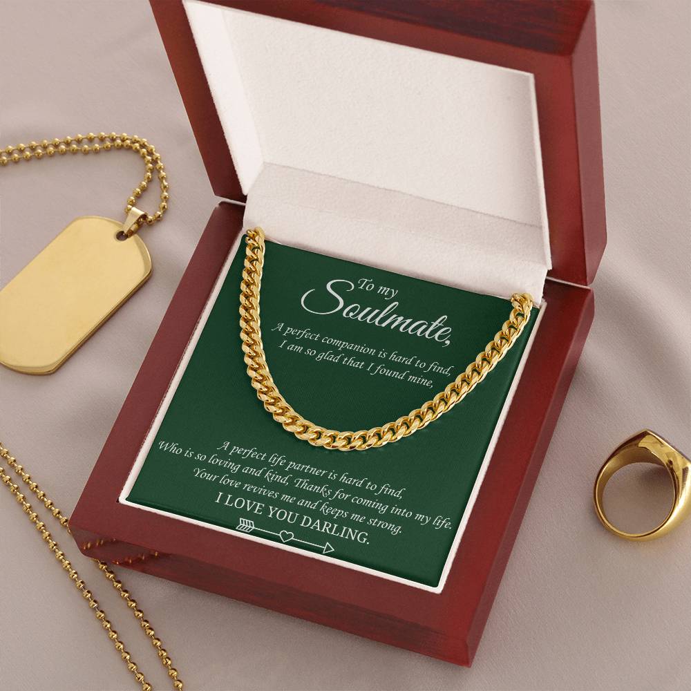 Valentine's Gift Cuban Necklace Gift For Boyfriendsoulmatehusband - Your Love Revives Me And Keeps Me Strong Cuban Link Chain