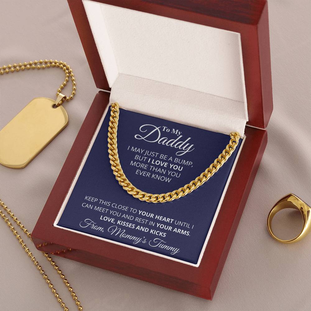 Daddy To Be From Baby Bump Cuban Link Chain Daddy To Be Necklace Gift First Time Dad Gift New Dad Gift
