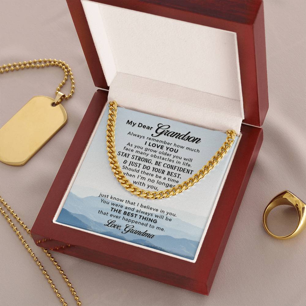 To My Grandson ❤️  Cuban Link Chain Necklace