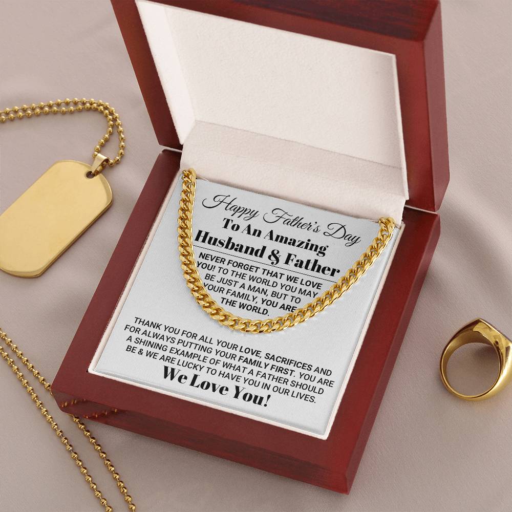 Our World Father's Day Necklace Cuban Link Chain