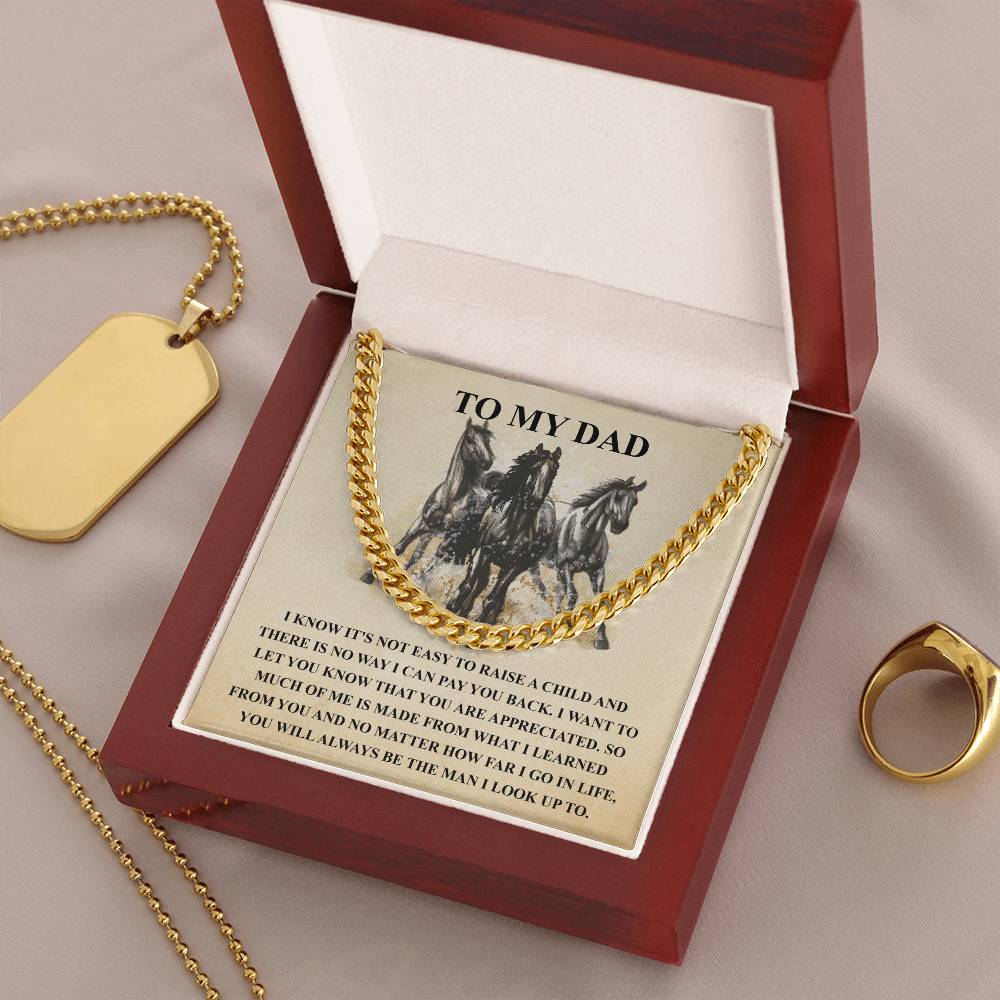 Gifts For Dad From Daughter Fathers Day Gift From Son Silver Cuban Link Chain Dad Birthday Gift For Horse Lover Father