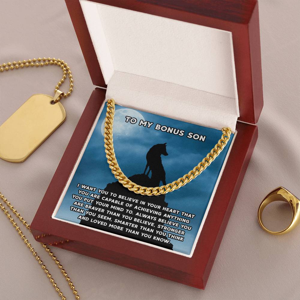 To My Bonus Son Necklace Gift For Step Son Bonus Son Graduation Graduate Gift Fathers Day Father Son Gift Gift From St Cuban Link Chain