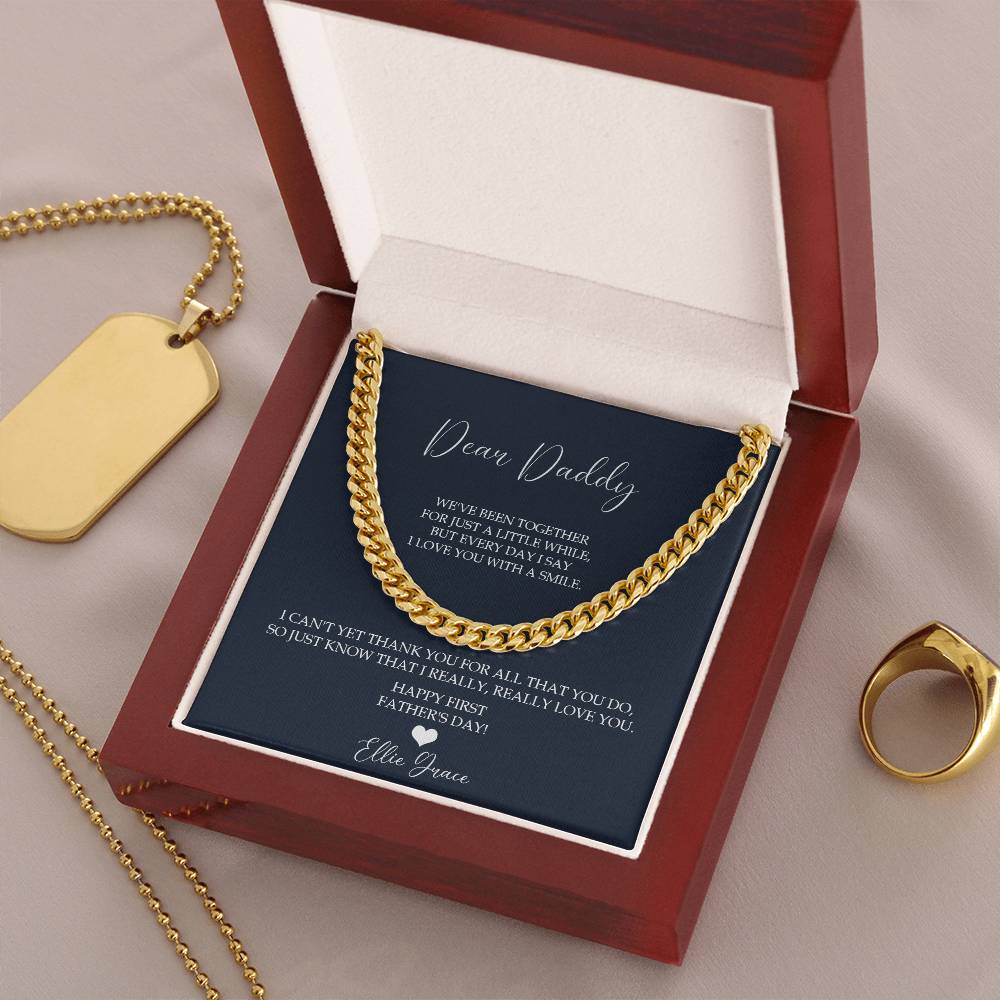 Father's Day Personalized Gift Gift For Husband Father's Day Gift From Baby First Father's Day 2022 Necklace Cuban Link Chain