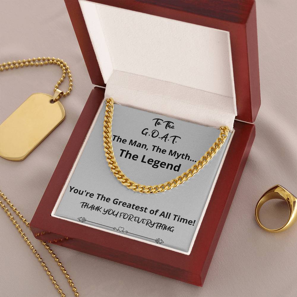 The G.O.A.T. Cuban Chain Fathers Day Birthday Christmas Gift For Men From Daughter Son Wife Girlfriend Cuban Link Chain