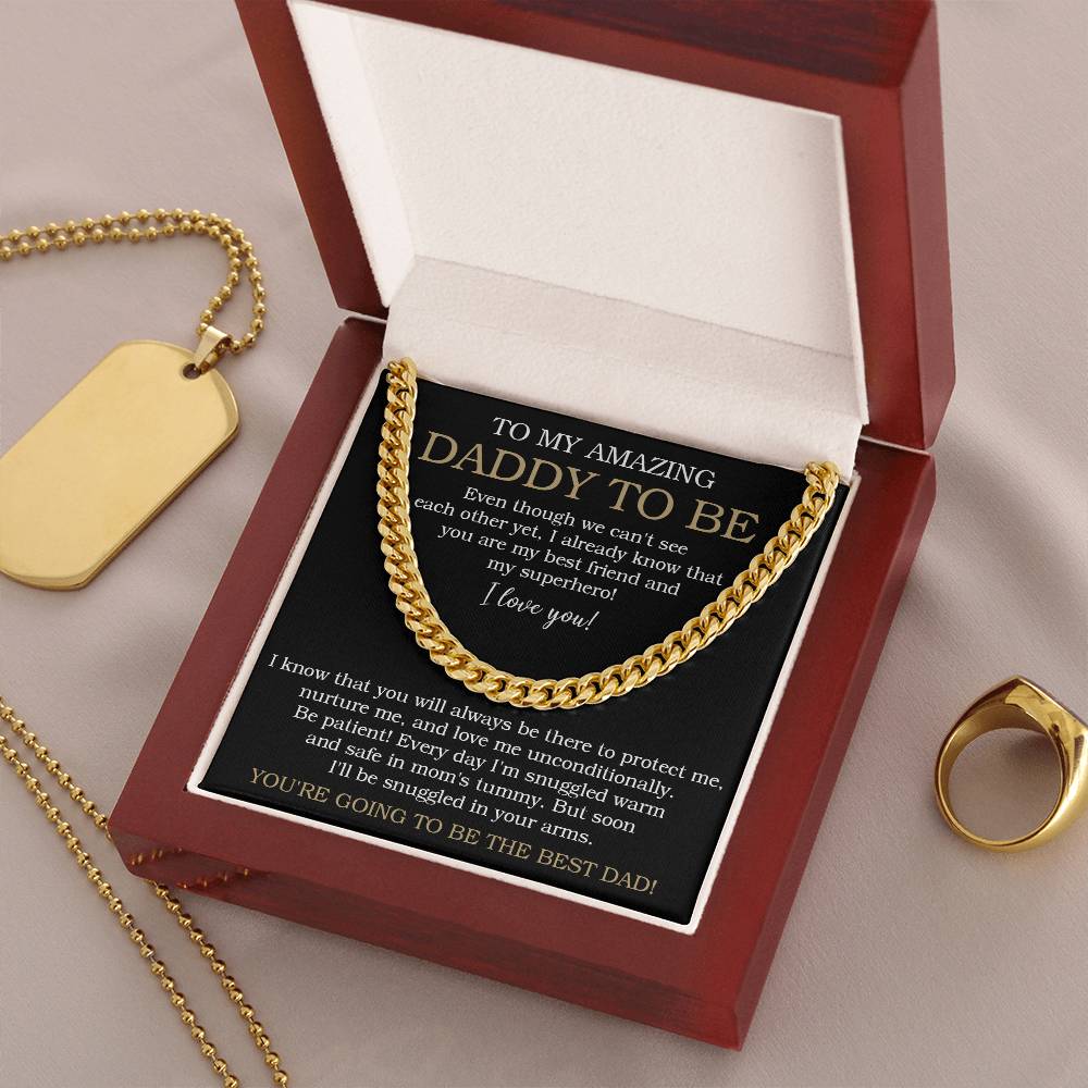 To My Amazing Daddy To Be Cuban Chain Necklace Daddy To Be Gift From Bump Necklace For New Dad Cuban Link Chain