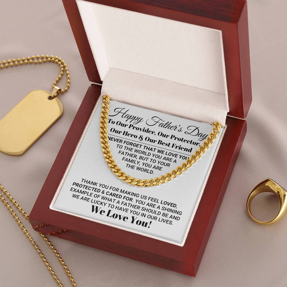 Our World Father's Day Necklace Cuban Link Chain