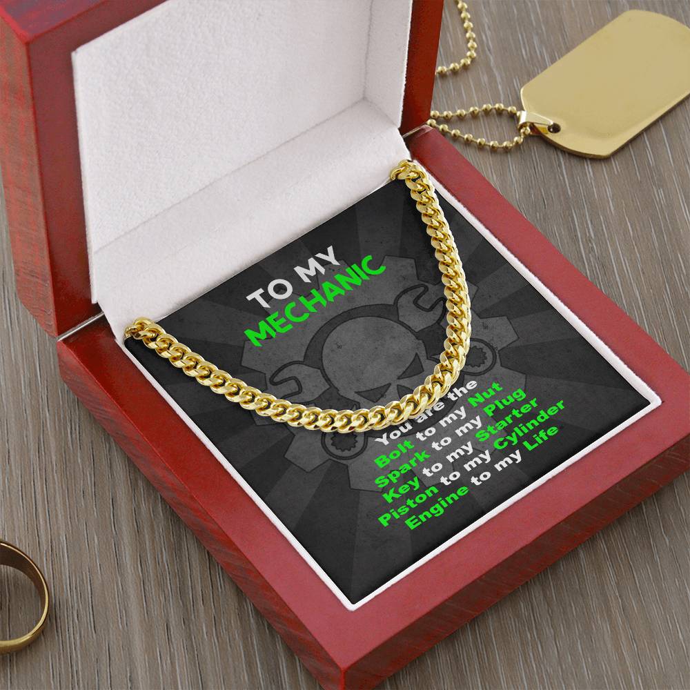 To My Mechanic Cuban Link Chain
