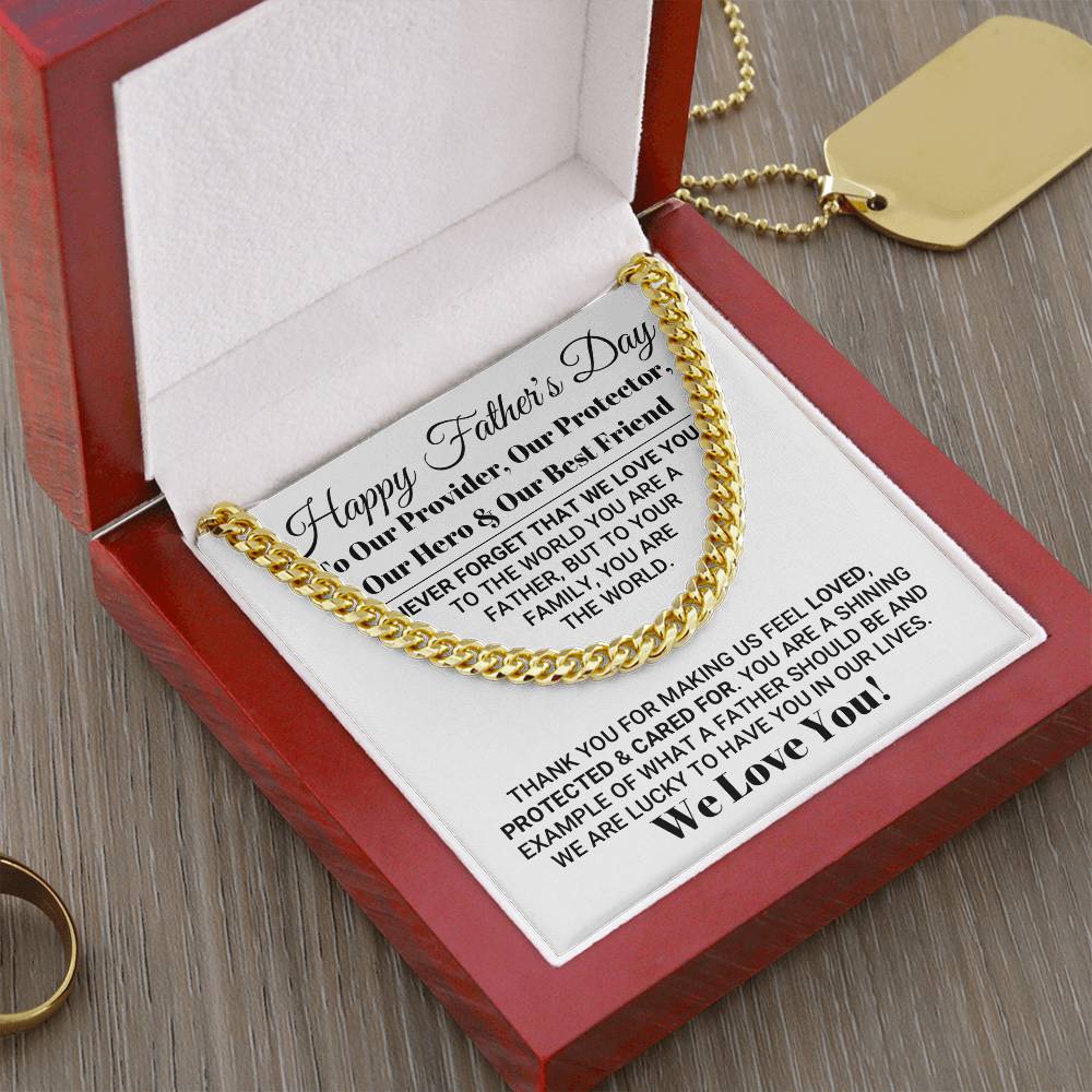Our World Father's Day Necklace Cuban Link Chain