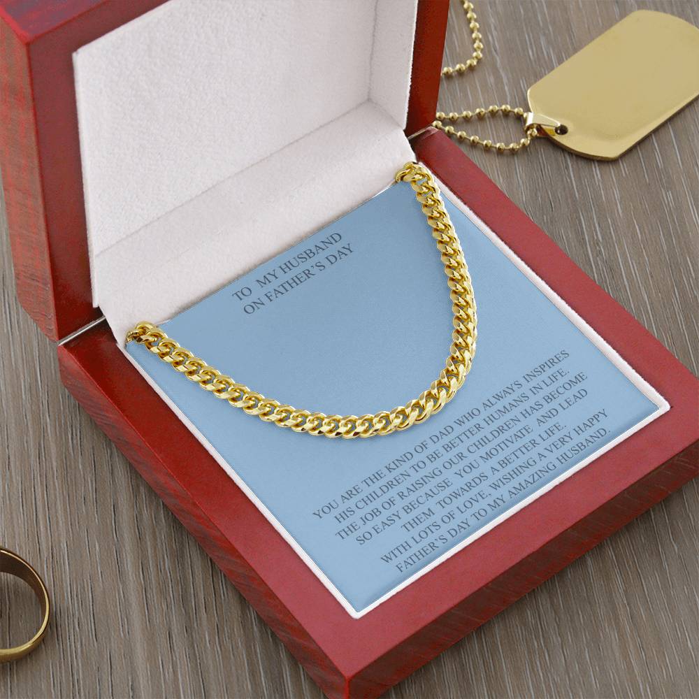 To My Husband On Father's Day Cuban Link Chain