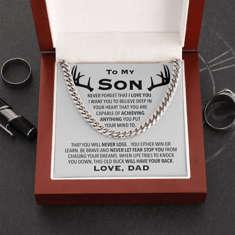 To My Son Link Chain Necklace Cuban Link Chain