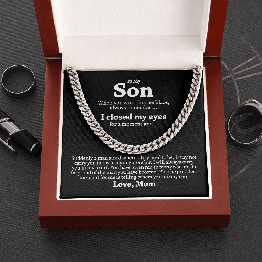 To My Son Chain Necklace Gift For Son From Mom Mother To Son Jewelry Gift Son Birthday Graduation Gift Cuban Link Chain