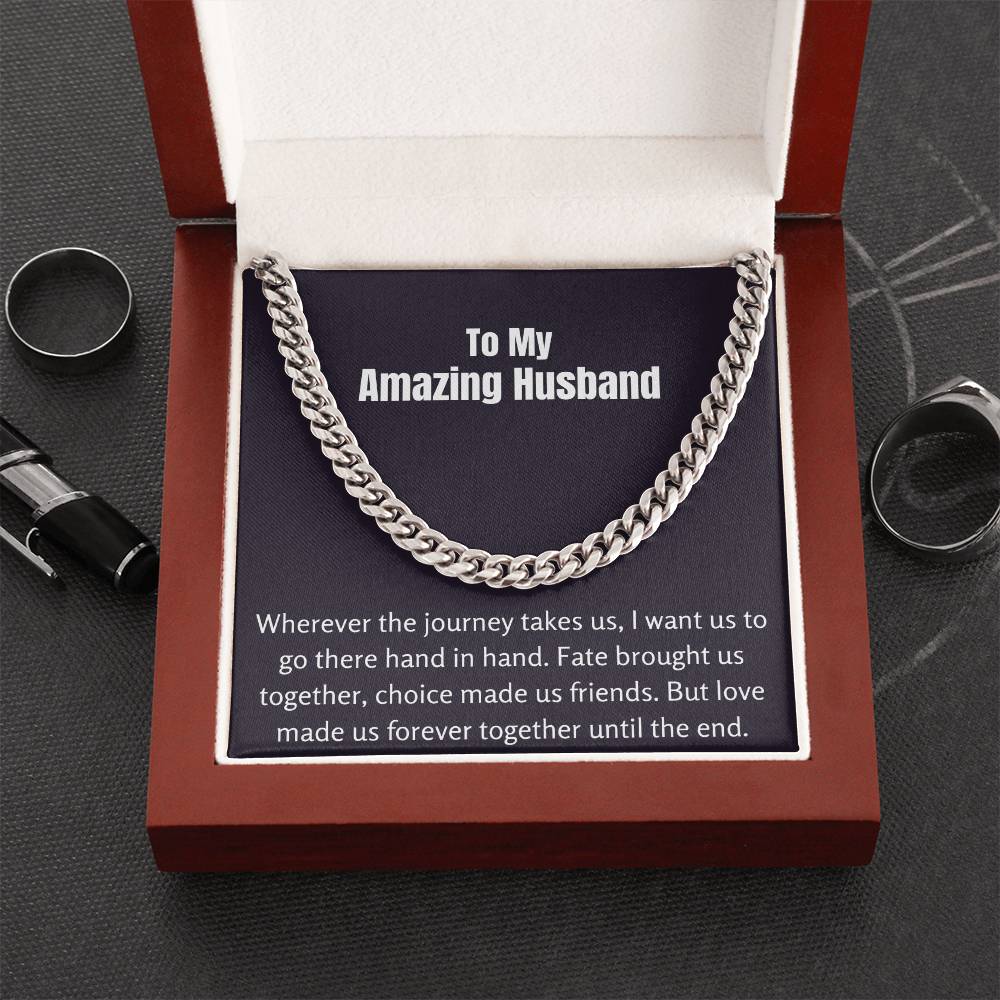To My Amazing Husband Cuban Link Chain Necklace