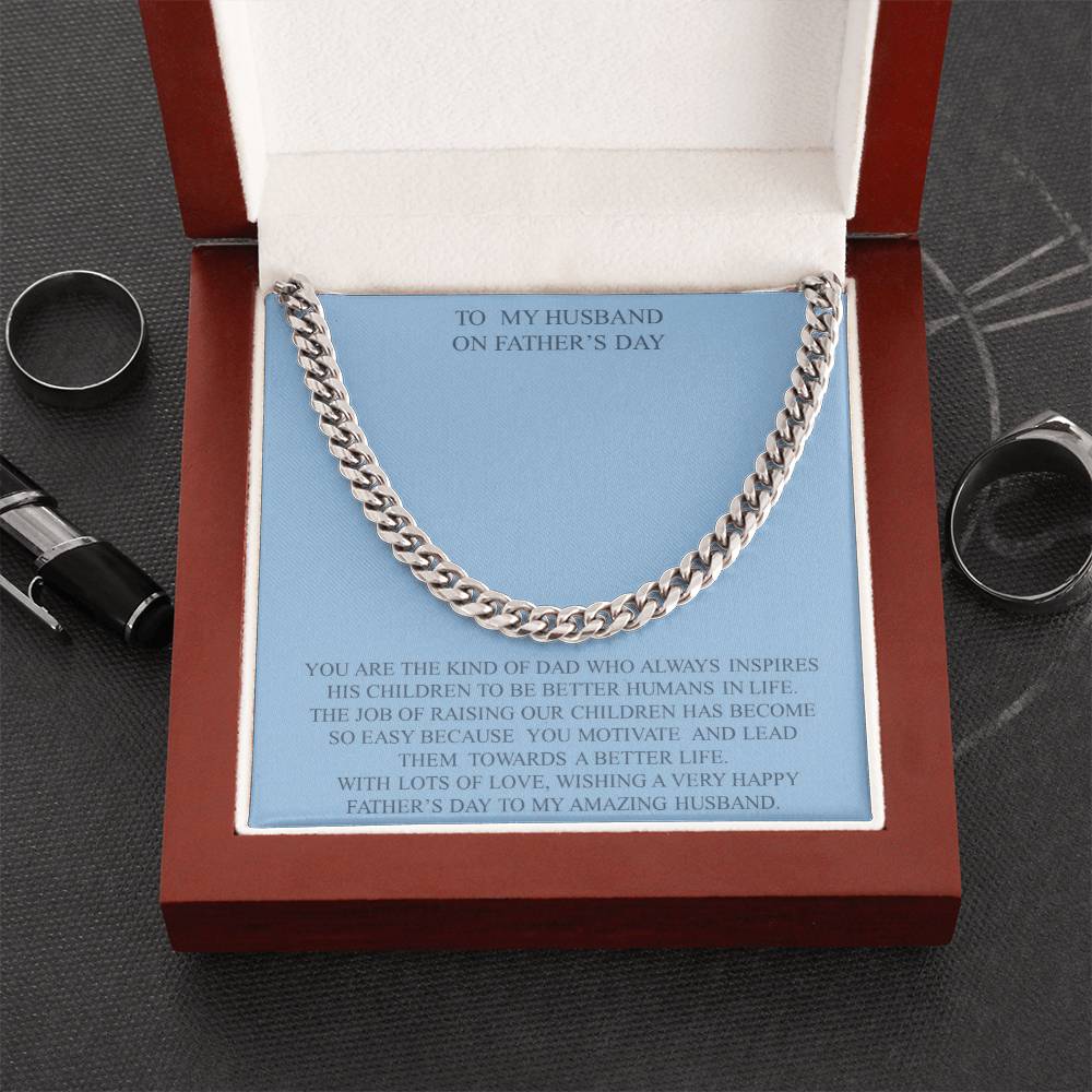 To My Husband On Father's Day Cuban Link Chain