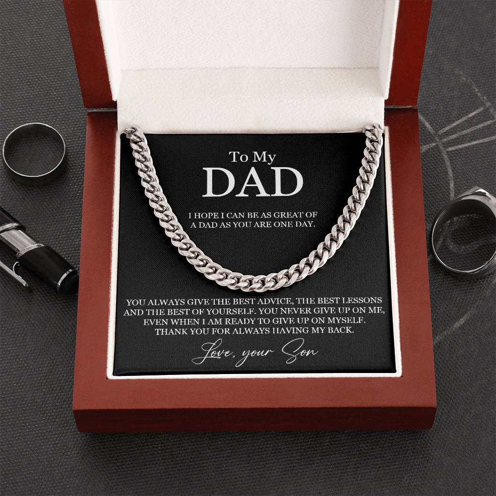 To My Dad Chain Necklace Gift For Dad From Son Dad Birthday Gift Father's Day Gift Cuban Link Chain