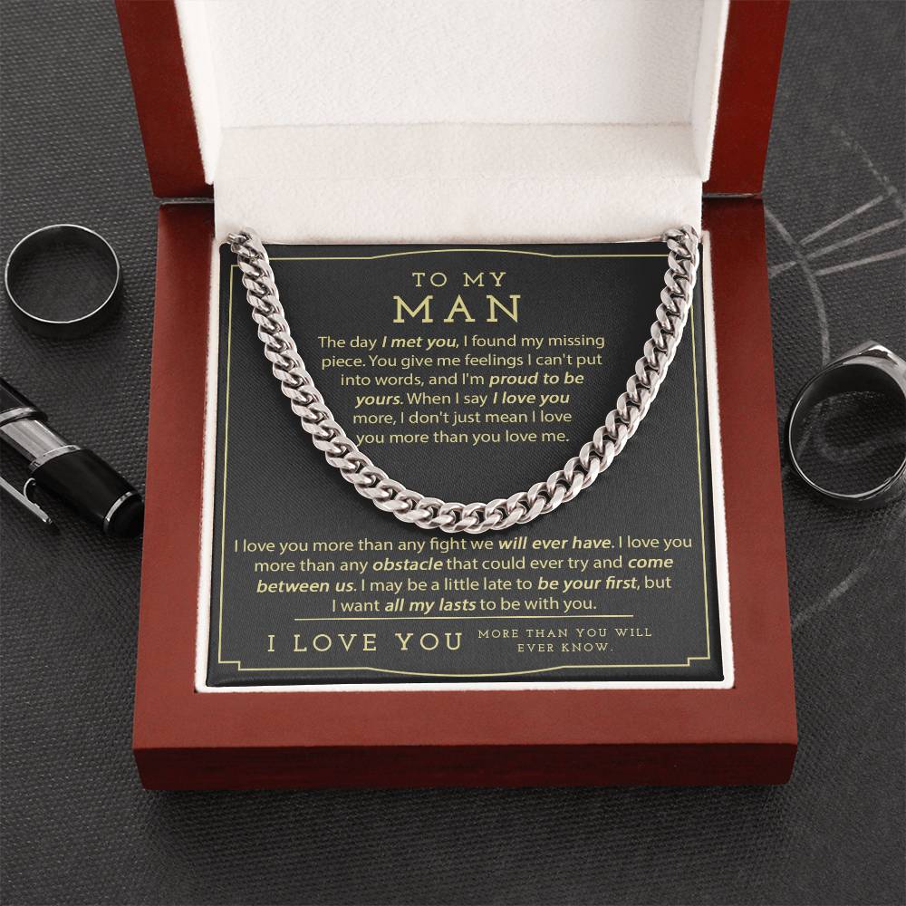 To My Man Necklace Boyfriend Necklace Gift Birthday Gift For Him Chain Necklace For Him Anniversary Husband Gift Cuban Link Chain