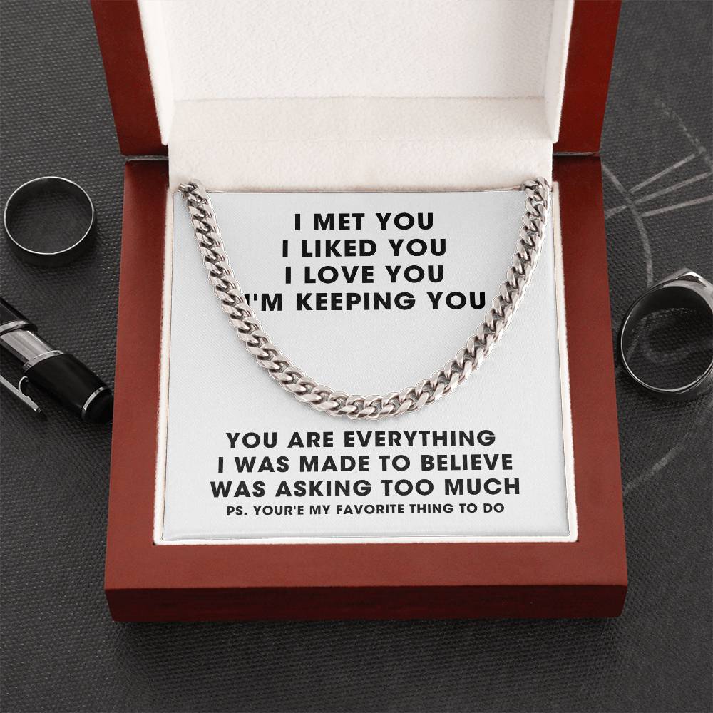 To Boyfriend For My Husband Men Cuban Link Chain Gold And Silver Anniversary 1 2 3 4 5 Just Because Christmas Gift Sto