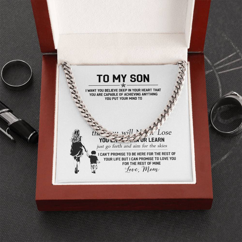 To My Son Cuban Link Chain Necklace