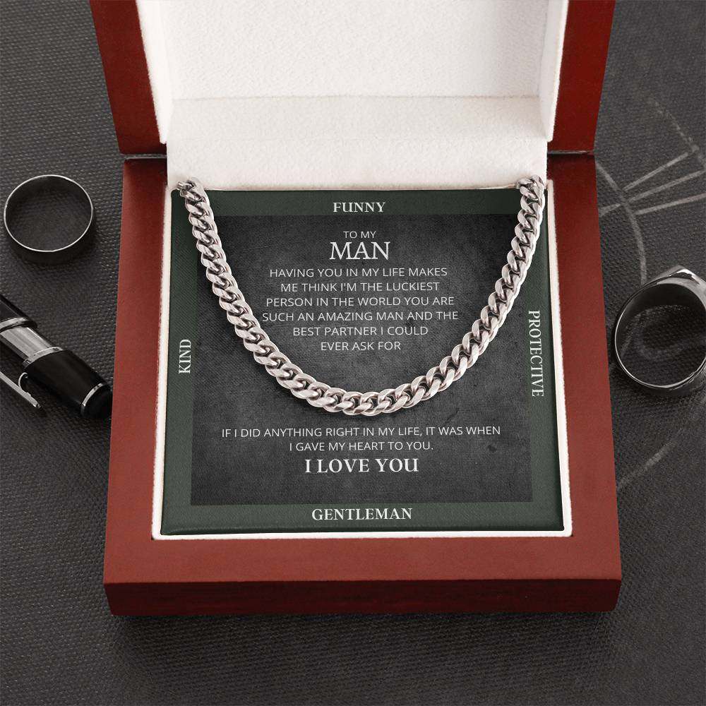 I Gave My Heart To You Cuban Link Chain Necklace Forest Original