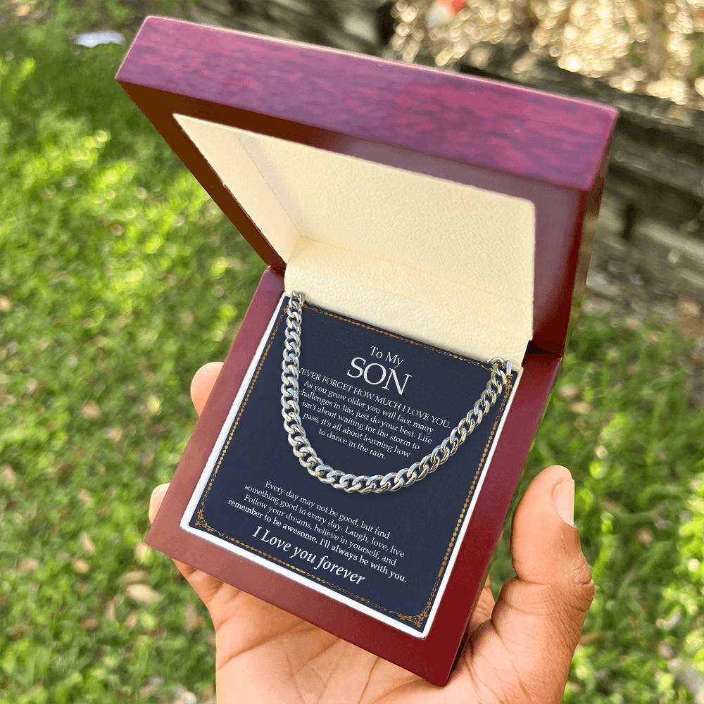 To My Son Cuban Chain Necklace Gift For Son From Mom Dad Cuban Link Chain