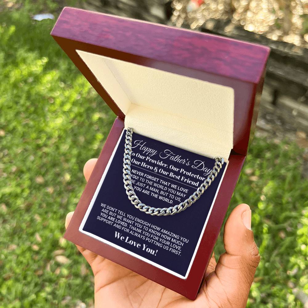 Our World Father's Day Necklace Cuban Link Chain