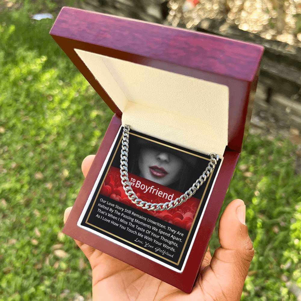 To My Boyfriend Happy Birthday Anniversary Gift For Him Link Chain Necklace Message Card Cuban Link Chain