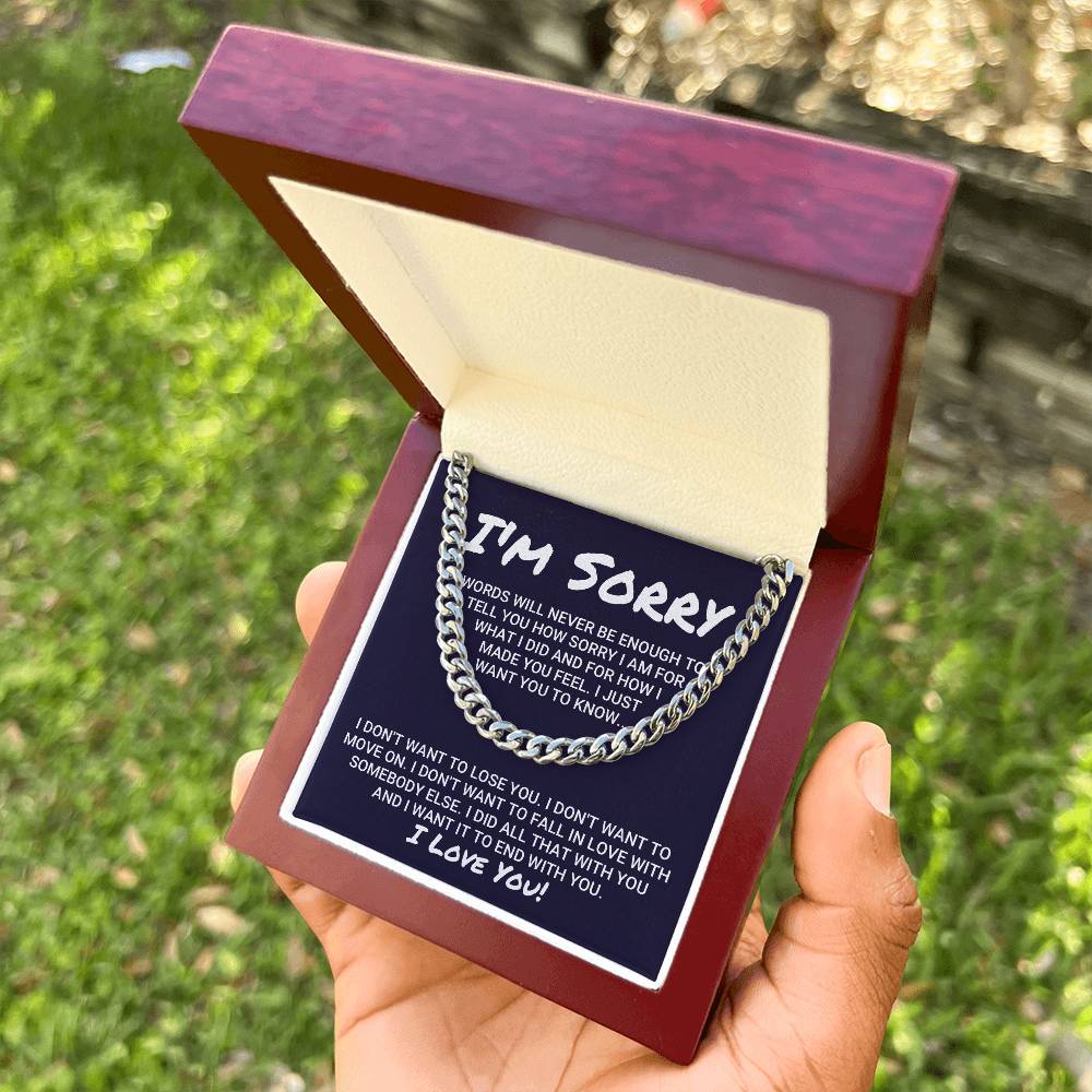 Sorry Apology Necklace Cuban Link Chain