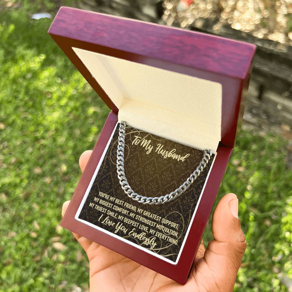 To My Husband I Love My Everything Chain Necklace Cuban Link Chain