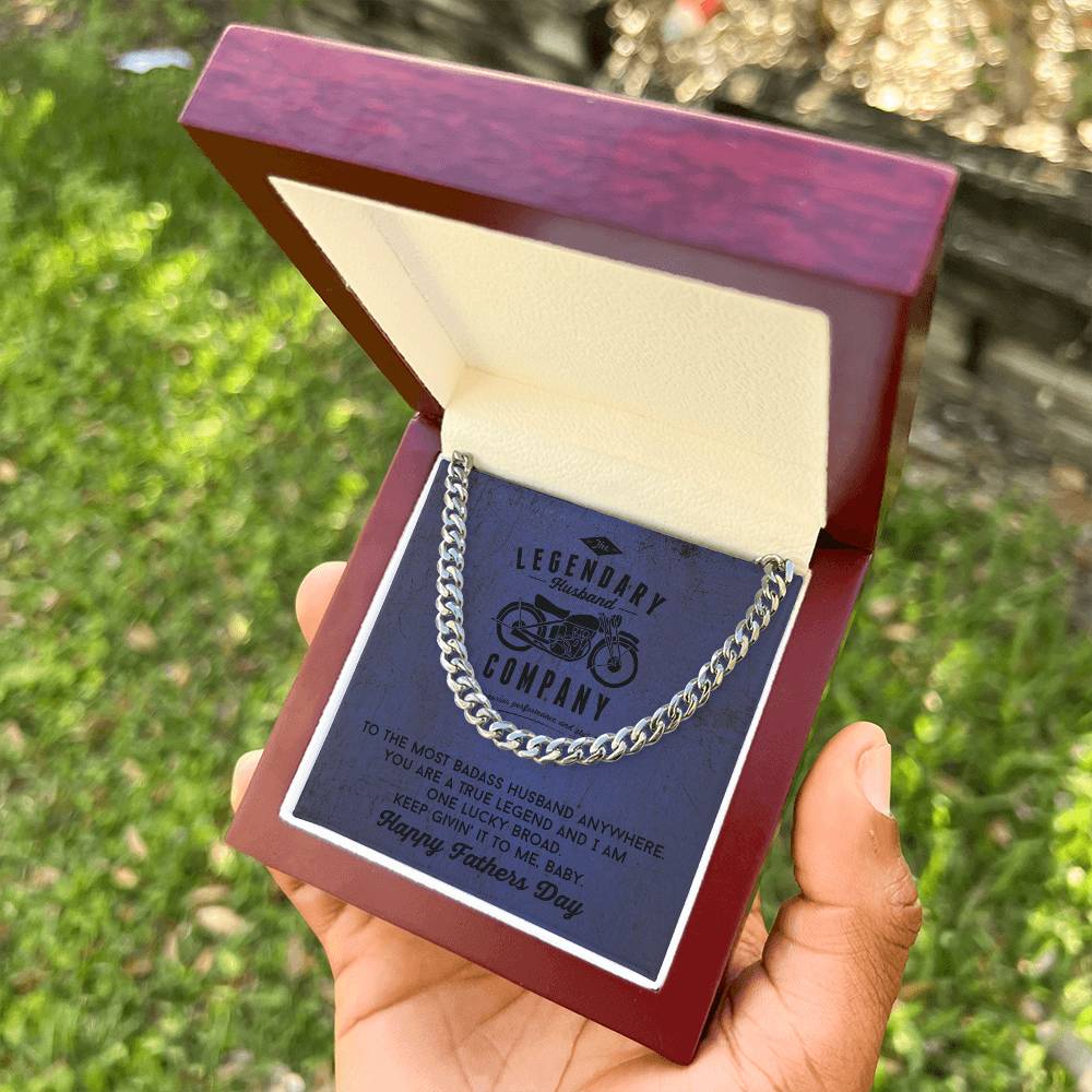 To Husband From Wife Father's Day Gift Badass Biker Cuban Chain Necklace Cuban Link Chain