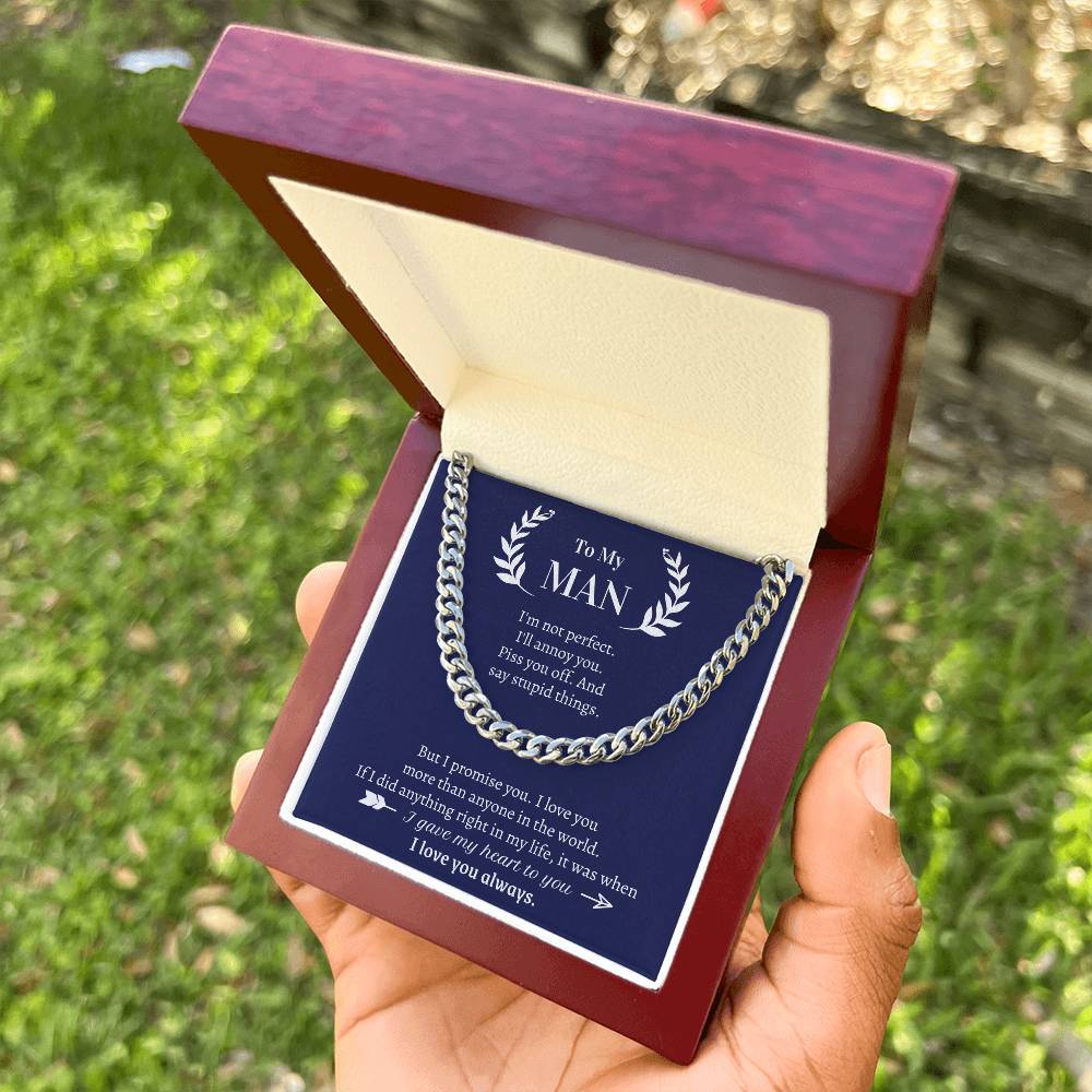 Valentine's Gift For Boyfriendhusband - I Promise I Love You More Than Anyone In The World Cuban Link Chain