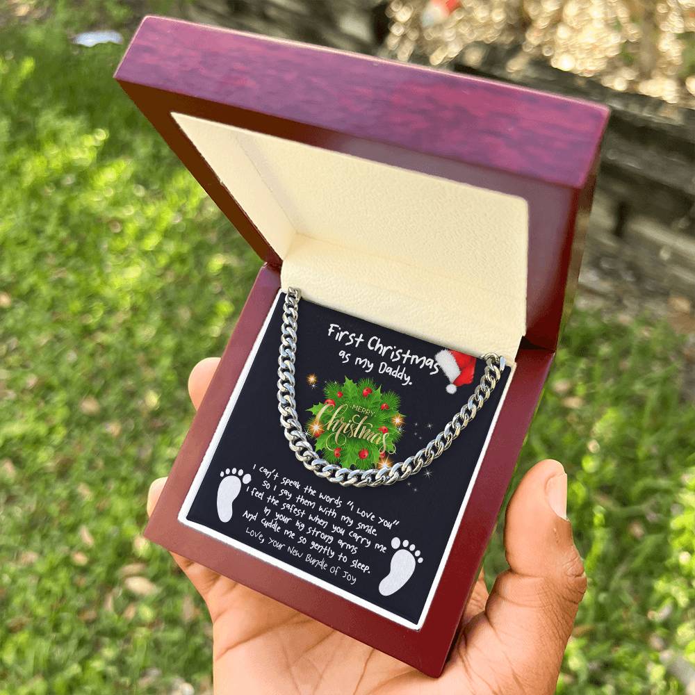 First Christmas Daddy Cuban Link Chain
