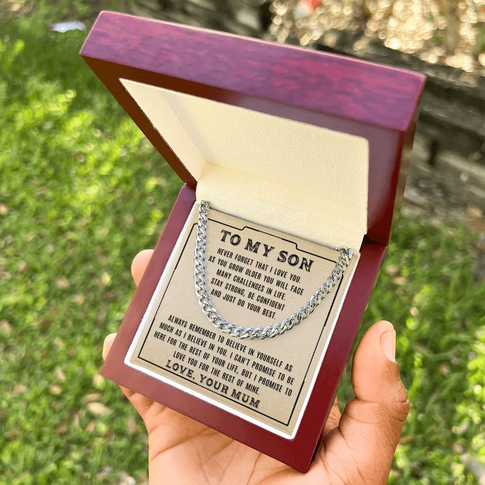 My Son - Never Forget That I Love You - Cuban Link Chain Necklace